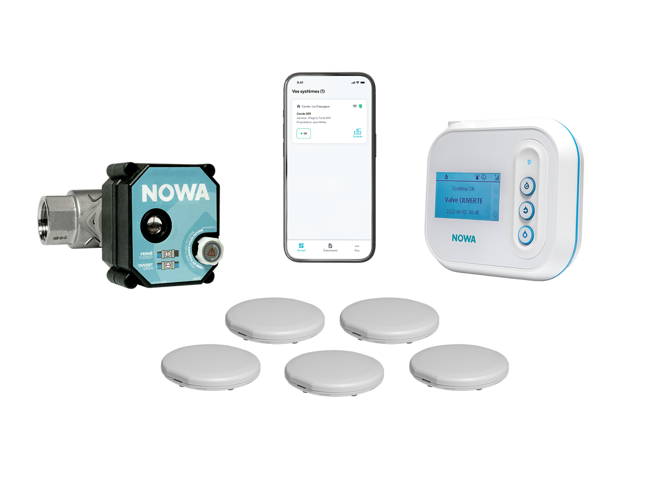 Système complet détection de fuites d'eau NOWA 4Se