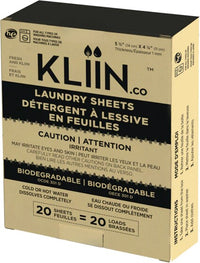 Thumbnail for Kliin, Détergent à lessive en feuilles biodégradable, 20 par boîte